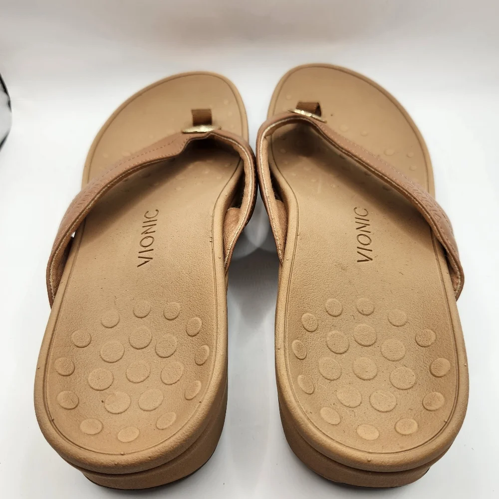 Women's Tan Vionic Pilar Platform Thong Sandals Size 9